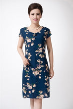 Load image into Gallery viewer, Xl-5xl 2019 Women Print Dresses Long Casual O-neck Cotton Dress Short Sleeves Mid-calf Plus Size Loose Vestidos Clothes