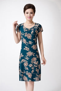 Xl-5xl 2019 Women Print Dresses Long Casual O-neck Cotton Dress Short Sleeves Mid-calf Plus Size Loose Vestidos Clothes