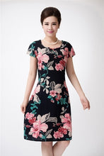 Load image into Gallery viewer, Xl-5xl 2019 Women Print Dresses Long Casual O-neck Cotton Dress Short Sleeves Mid-calf Plus Size Loose Vestidos Clothes