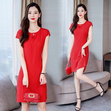 Load image into Gallery viewer, Xl-5xl 2019 Women Print Dresses Long Casual O-neck Cotton Dress Short Sleeves Mid-calf Plus Size Loose Vestidos Clothes