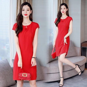 Xl-5xl 2019 Women Print Dresses Long Casual O-neck Cotton Dress Short Sleeves Mid-calf Plus Size Loose Vestidos Clothes