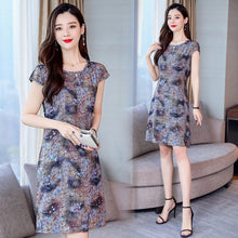 Load image into Gallery viewer, Xl-5xl 2019 Women Print Dresses Long Casual O-neck Cotton Dress Short Sleeves Mid-calf Plus Size Loose Vestidos Clothes