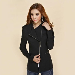 Fashion Women Jacket Long Sleeve Top Office Lady Zipper Blazer Suit Slim Fit Lapel Jacket Tops Coat Polyester Formal Outwear