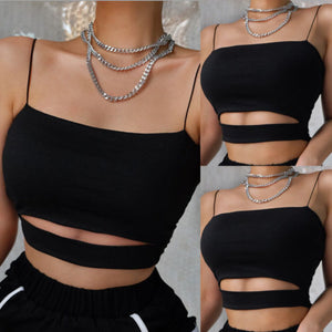 Fashion Sexy Women Sleeveless Tank Tops Bustier Cami Sleeveless T-Shirt Summer Vest Crop Top Strappy
