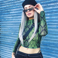 Load image into Gallery viewer, 2019 Brand New Women Snakeskin Mesh Sheer  Crop Top T Shirt Party See-through