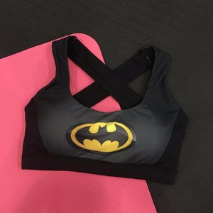 Sexy Cross Back Women Quick Dry Workout Bra With Padded Tops Vest Wireless Superhero Superman/batman/captain America Tank Tops