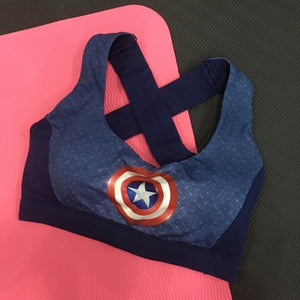 Sexy Cross Back Women Quick Dry Workout Bra With Padded Tops Vest Wireless Superhero Superman/batman/captain America Tank Tops