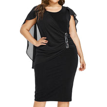 Load image into Gallery viewer, Plus Size 5XL Chiffon Knee Length Fitted Party Dress Women Solid Sleeveless O-Neck Sheath Dress Rhinestone Overlay Vestido z0522