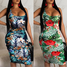Load image into Gallery viewer, 2019 Fashion Womens Ladies Sleeveless Summer Boho Printed Beach Casual Loose Sundress Tight Sexy Sling Hawaiian Dress