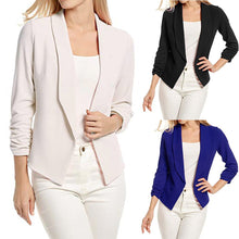 Load image into Gallery viewer, Women Blazers and Jackets 3/4 Sleeve Blazer Open Front Short Cardigan Suit Jacket Work Office Coat Outwear blouson W510