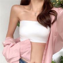 Load image into Gallery viewer, Women Crop Top Camis Black White Summer Blouse Clothes Tube Top Fashion Short Tank Tops Ladies Casual Polyester &amp; Cotton