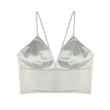 Load image into Gallery viewer, 2 Colors Black White Satin Cami Tops Women&#39;s Bralette Bustier Bra Vest Shirt V Neck Ladies Top Backless Shirts Female Camisole