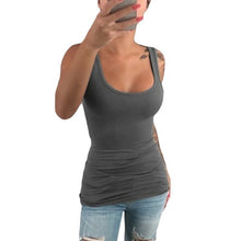 Load image into Gallery viewer, Women Ladies Summer Casual Solid Elastic Cotton U Neck Tank Sleeveless Slim Vest Tops S-5XL