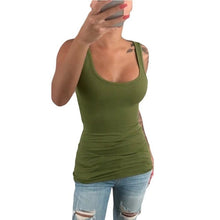 Load image into Gallery viewer, Women Ladies Summer Casual Solid Elastic Cotton U Neck Tank Sleeveless Slim Vest Tops S-5XL