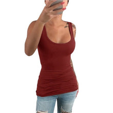 Load image into Gallery viewer, Women Ladies Summer Casual Solid Elastic Cotton U Neck Tank Sleeveless Slim Vest Tops S-5XL