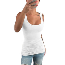 Load image into Gallery viewer, Women Ladies Summer Casual Solid Elastic Cotton U Neck Tank Sleeveless Slim Vest Tops S-5XL